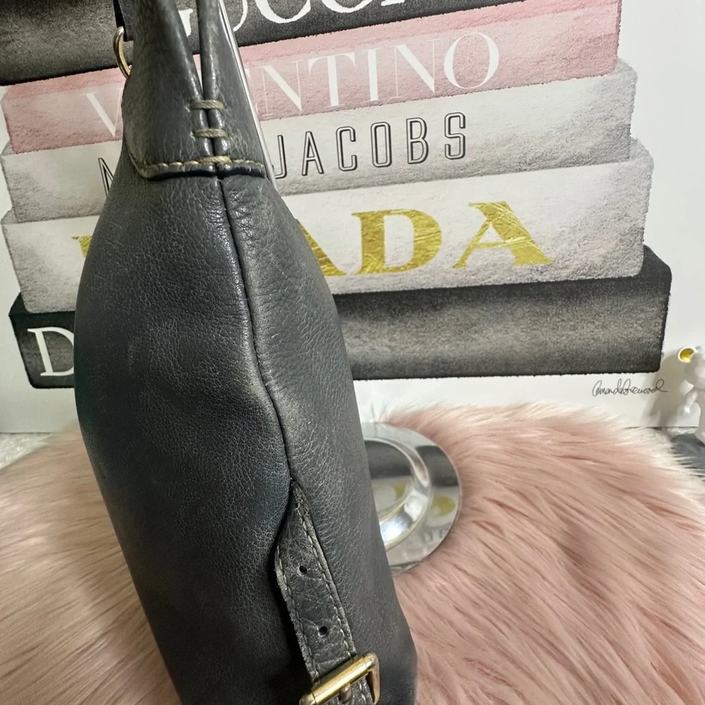 Dooney & Bourke Gray Pebble Leather Shoulder Bag